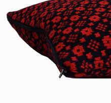 Load image into Gallery viewer, Red and black pillow case with faroese pattern
