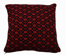 Load image into Gallery viewer, Red and black pillow case with faroese pattern
